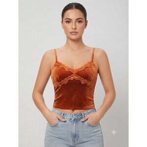 10 items for $20: SHEIN Rust Orange Velvet-Like Cami with Lace Trim | Size XL